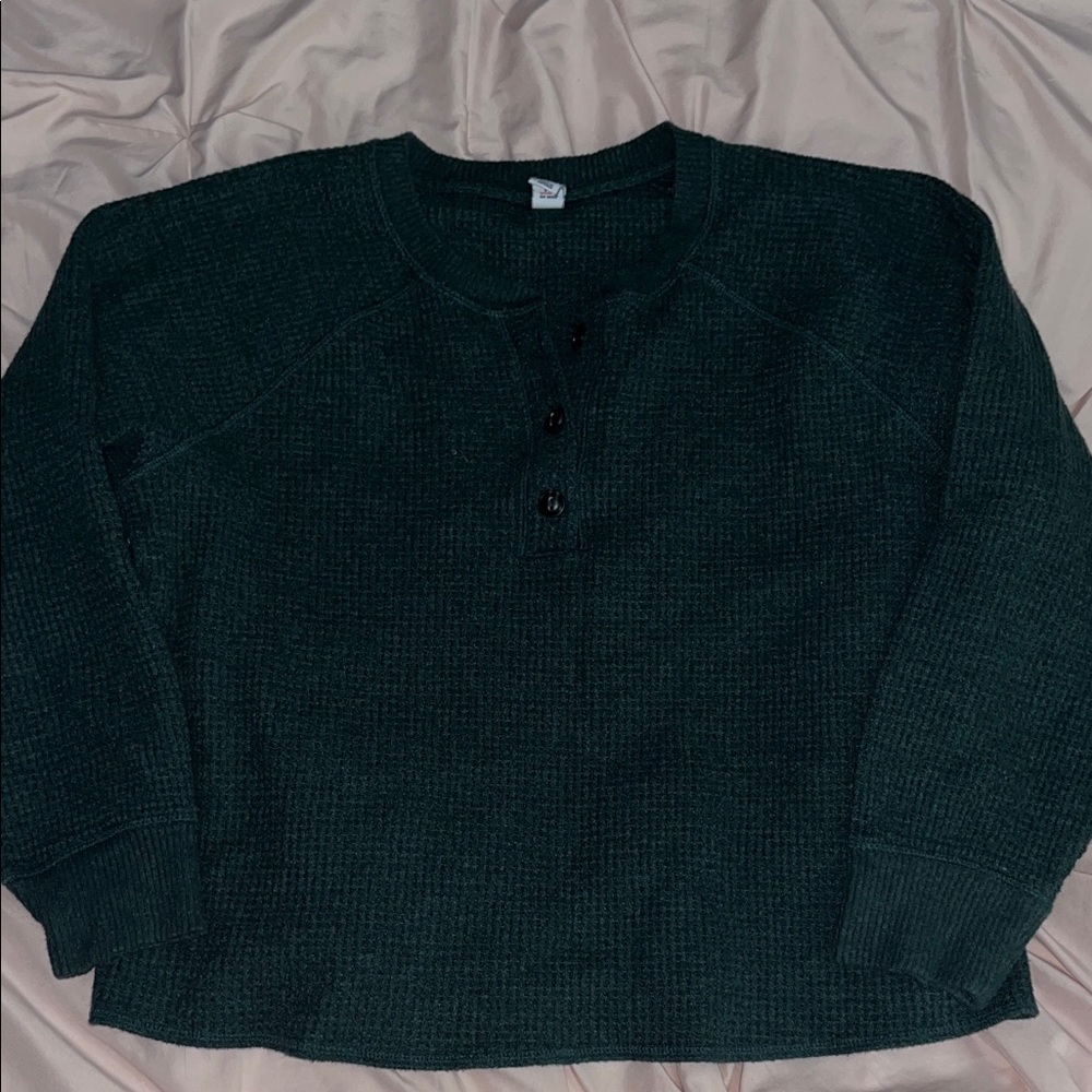 Old Navy Women’s Forest Green Button Long Sleeve